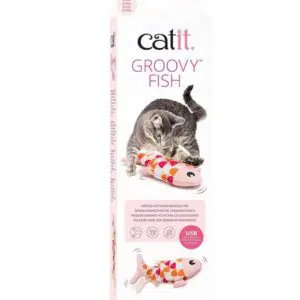 Catit Groovy fish toy, moving toy for cats, with catnip. pink