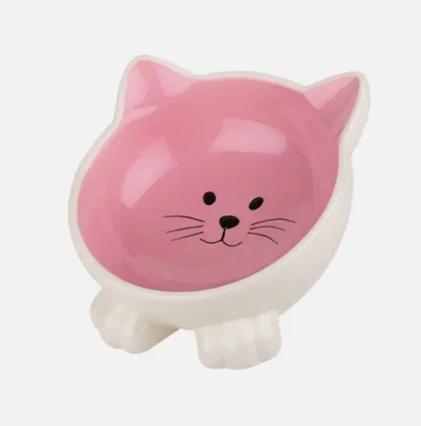 Orb Cat face pet platter bowl pink