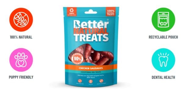 better natural treats chicken sausages 90g