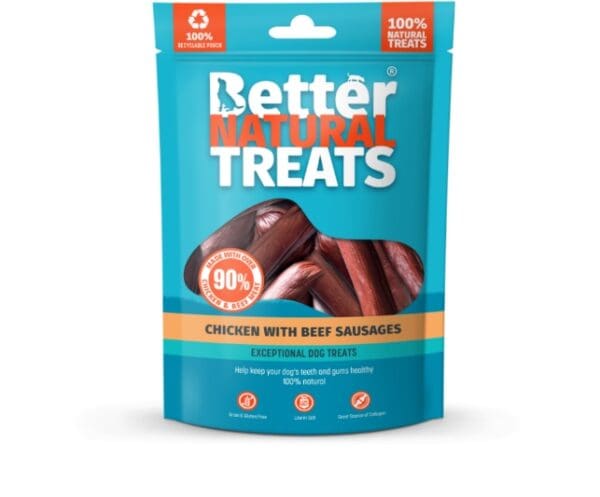 Better Natural Treats Chicken and beef sausages 90g