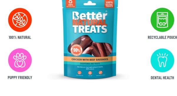 Better Natural Treats Chicken and beef sausages 90g