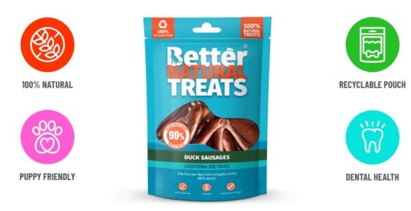 better natural treats Duck sausages 90g