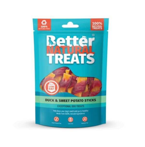 Better Natural Treats Duck and sweet potato sticks 90g