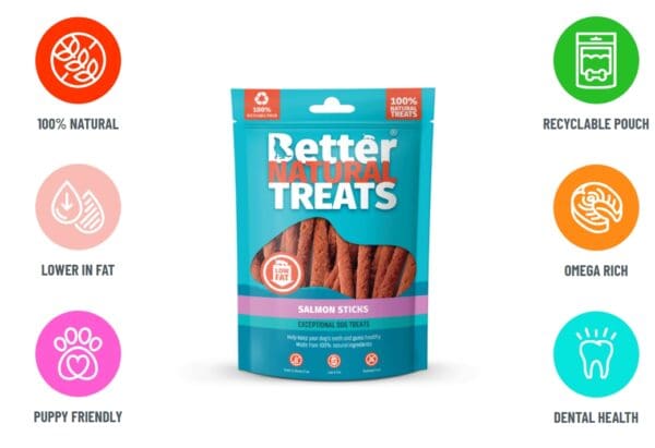 better natural treats salmon sticks 90g