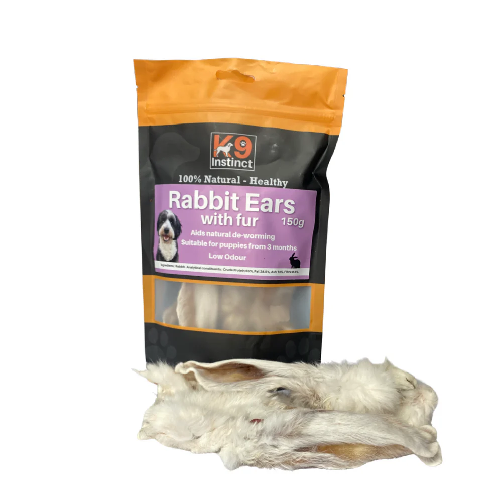 K9 Instinct Rabbit Ears with Fur150g K9 Instinct Rabbit Ears with Fur 150g