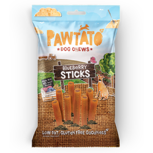 Pawtato Blueberry Sticks Dog Chews. 