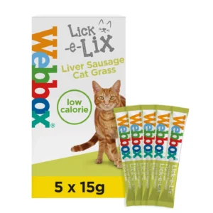 Made with a soft yoghurt-like texture, Webbox Lick-e-Lix with Liver Sausage and Cat Grass are the unique treat for your cat. Feed as a tasty treat