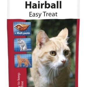 Beaphar Hairball Easy Treats. Delicious treats filled with a tasty, oil-rich malt paste to lubricate the stomach and aid the natural passage of ingested hair