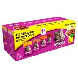 WHISKAS Poultry Feasts in Jelly 1+ Adult Wet Cat Food Pouches