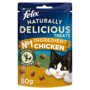 FELIX Naturally Delicious Chicken and Catnip Cat Treats are made with high quality ingredients