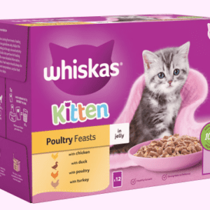 WHISKAS Kitten 2-12 Months Poultry Feasts in Jelly Wet Kitten Food Pouches