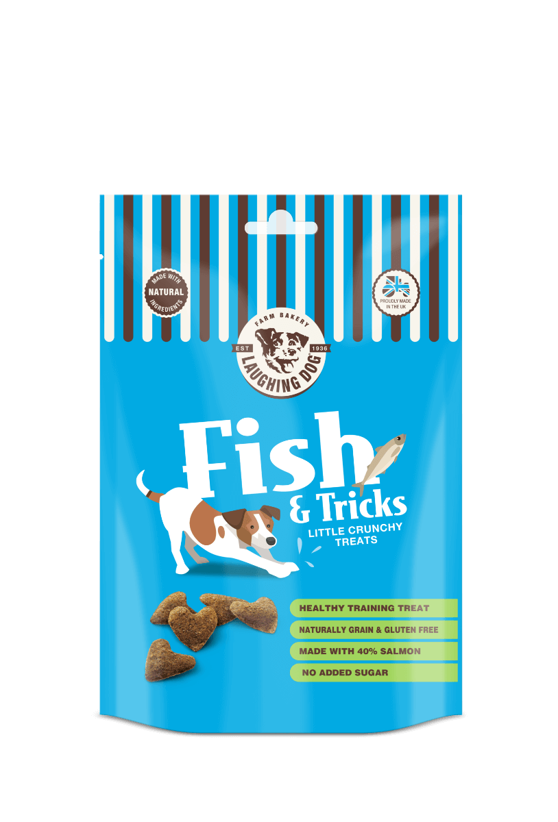 Laughing Dog Fish and Tricks Training Treats Our brand-new Fish N Tricks treats have been carefully created by our nutritionists to be a healthy