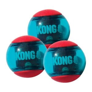 KONG Squeezz Action Ball red and blue in various sizes