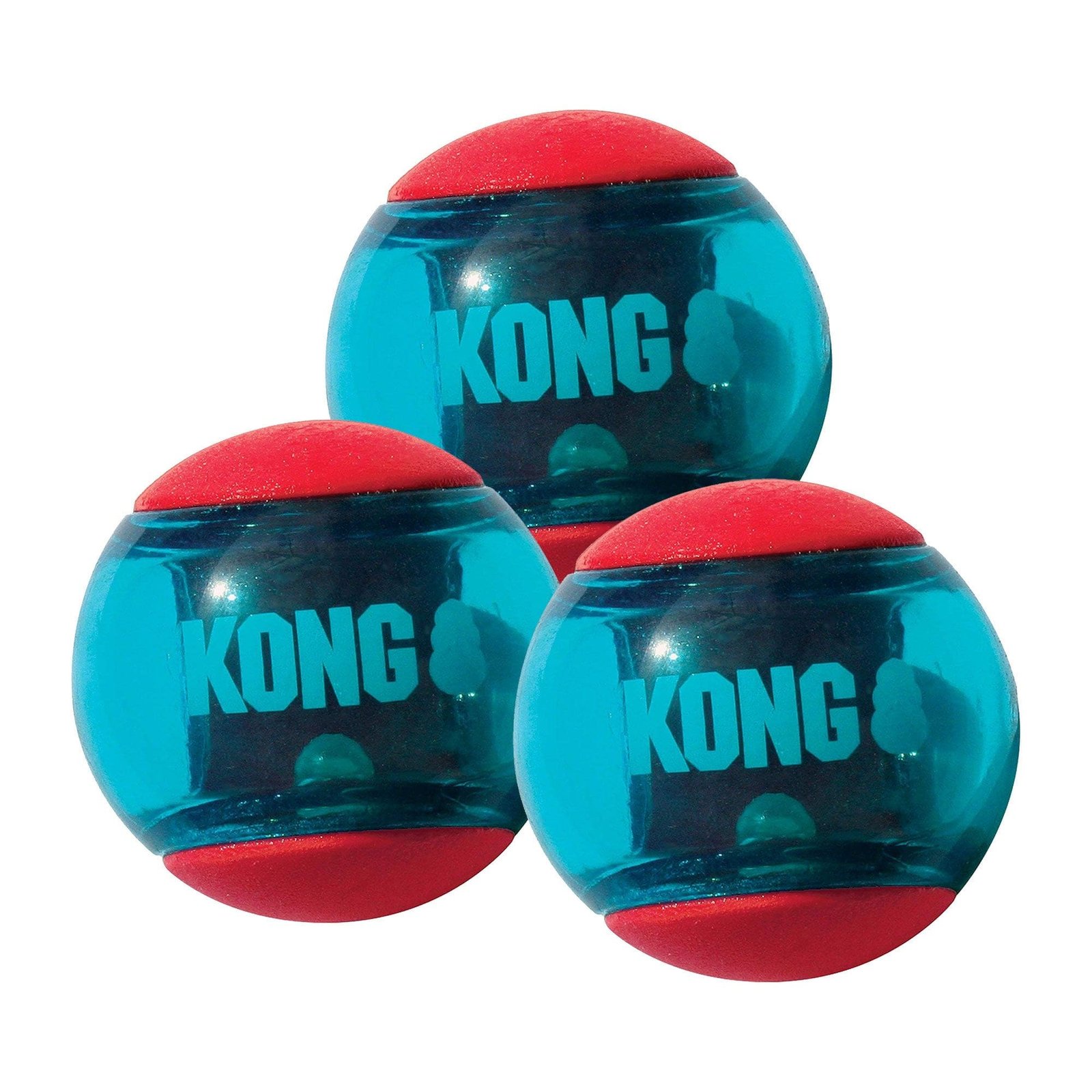 KONG Squeezz Action Ball red and blue in various sizes