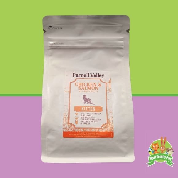 Parnell Valley Kitten Chicken and Salmon. West country pets premium brand. high protein
