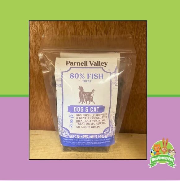 Parnell Valley 80% fish treats. West Country Pets own brand training treats